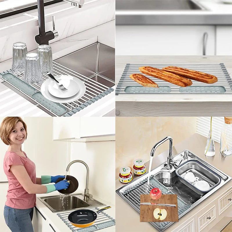 Kitchen Sink Roll Up Dish Drying Rack